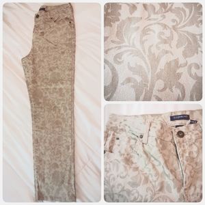 "MANDIE" by Bandolino Spandex & Cotton Khaki & Filigree Jeans Sz 12